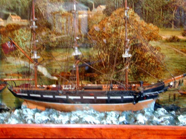 A Charming Antique Sailor-Made Ship Model Diorama circa 1875