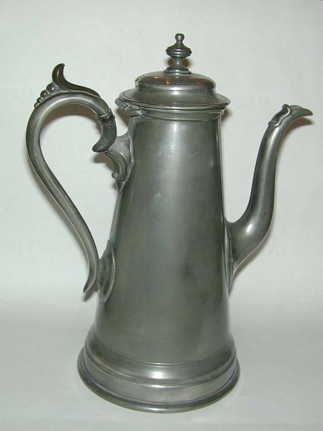 An antique Pewter Coffee Pot stamped JAMES DIXON & SON, SHEFFIELD, circa 1830