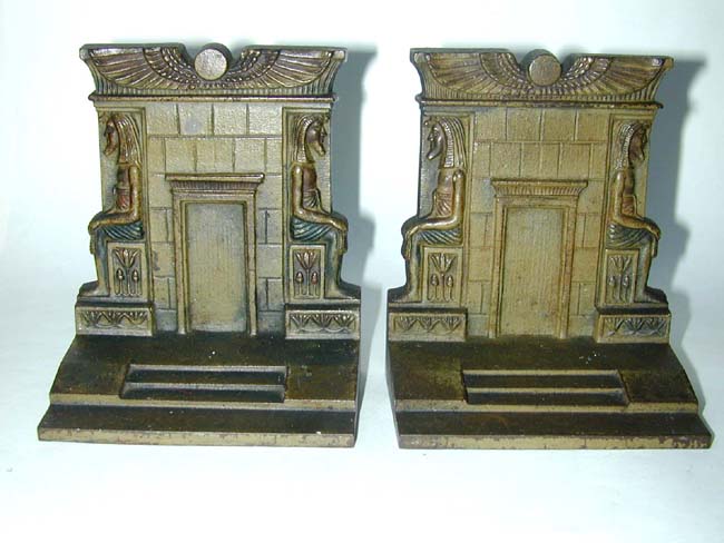 A Pair of BRADLEY & HUBBARD Antique Bookends Depicting an Eygptian Tomb, circa 1920
