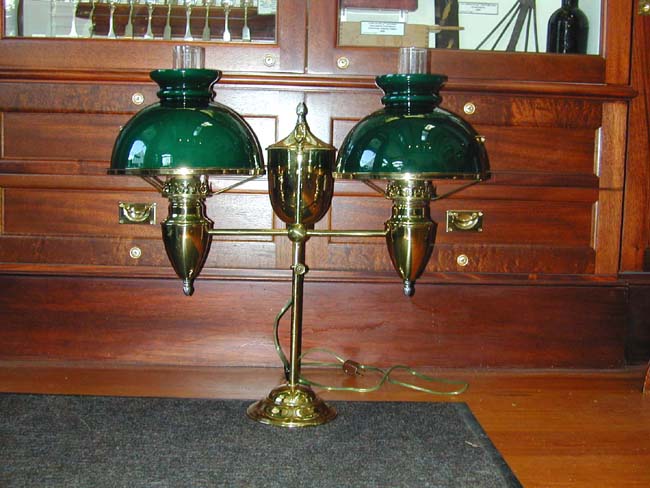 A Antique BRADLEY & HUBBARD Double Student Lamp With Original Green Glass Shades, circa 1880, now electrified. — image 2