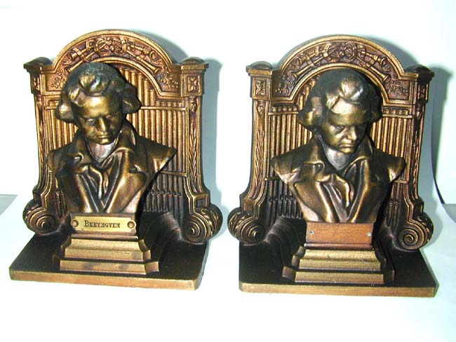 a Pair of BRADLEY & HUBBARD Bookends Featuring 'BEETHOVEN", circa 1920