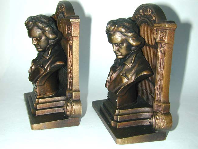 a Pair of BRADLEY & HUBBARD Bookends Featuring 'BEETHOVEN", circa 1920 — image 2