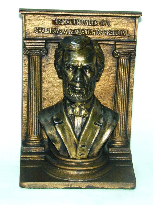 A BRADLEY & HUBBARD Single Bronze Bookend of Abraham Lincoln circa 1930