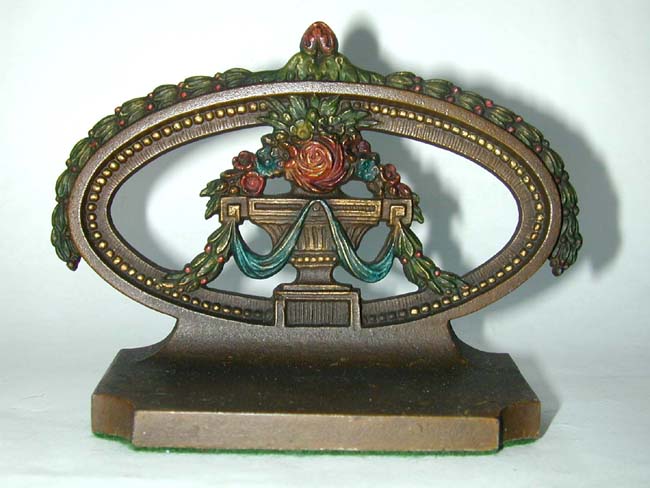 A Pair of BRADLEY & HUBBARD Painted Flower Basket Bookends Circa 1900 — image 2