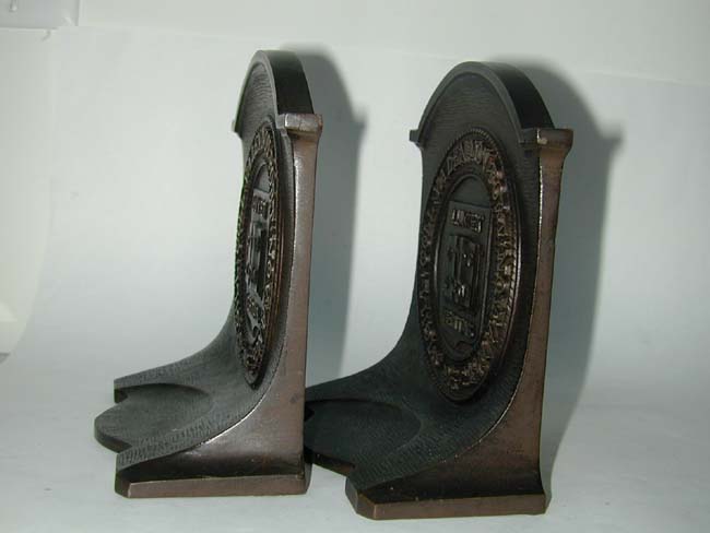A fine Pair of BRADLEY & HUBBARD Bronze Bookends Depicting the Seal and Motto Of YALE UNIVERSITY  — image 2