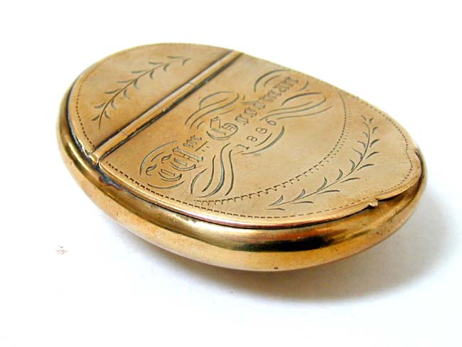 An Engraved American Brass Tobacco Box Inscribed "William Goodman, 1836"