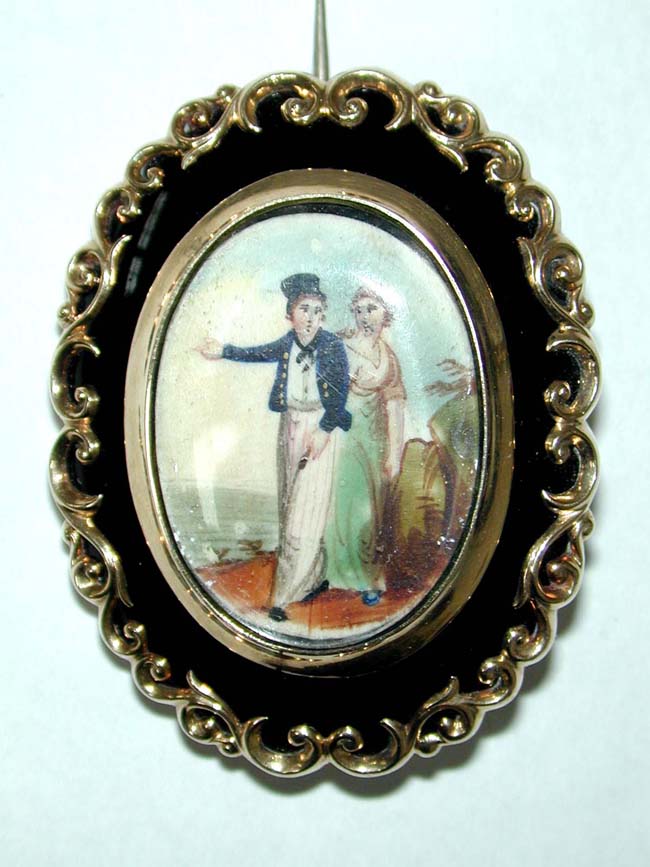a Beautiful Early 19th Century Gold and Enamel "Sailor's Farewell" Brooch