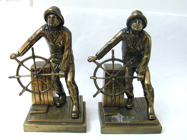 A Pair of Antique 'Gloucester Fisherman' Bronzed Bookends by Jennings Brothers Circa 1929