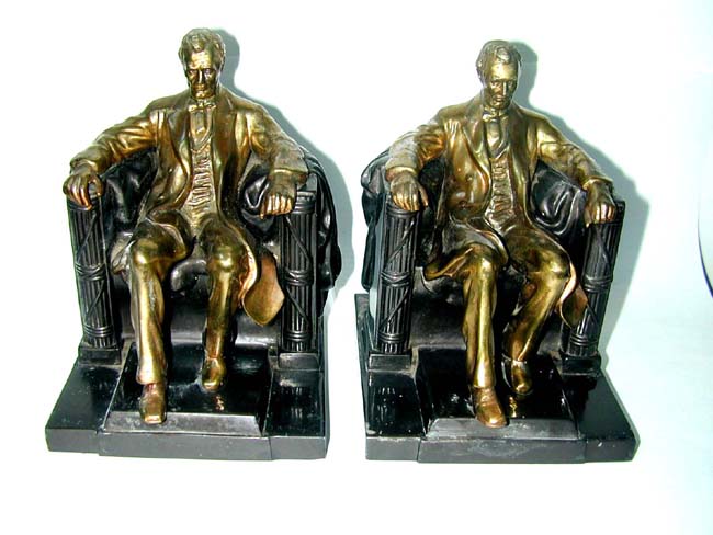 A Pair of Abraham Lincoln ("Lincoln in the Chair") Antique Bookends circa 1925