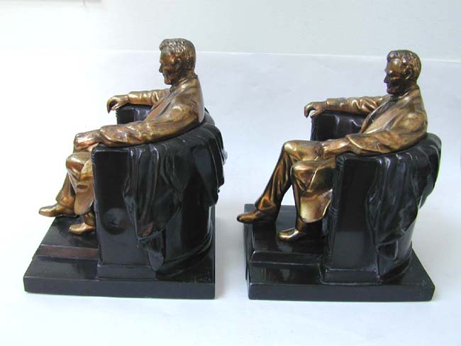 A Pair of Abraham Lincoln ("Lincoln in the Chair") Antique Bookends circa 1925 — image 2