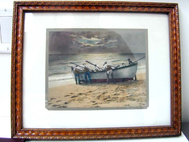 A Late 19th Century Hand Colored Photo of a U.S.LIFE SAVING SERVICE Surf Boat Crew