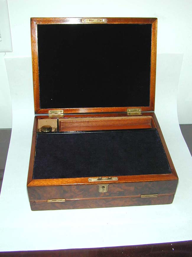 A Small 19th century Burled Walnut Writing Slope — image 3