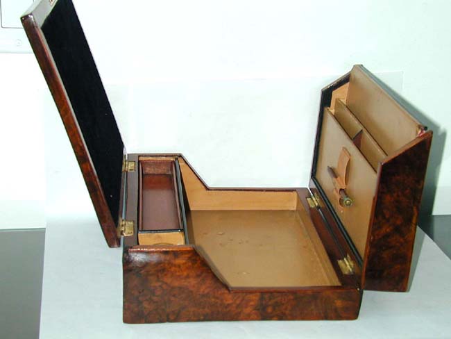 A Small 19th century Burled Walnut Writing Slope — image 2
