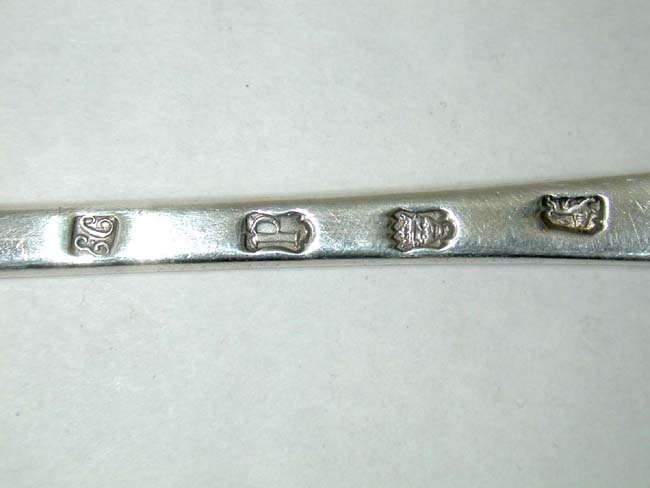 A Large English Sterling Silver Basting Spoon by Elias Cachart, London 1750. — image 2