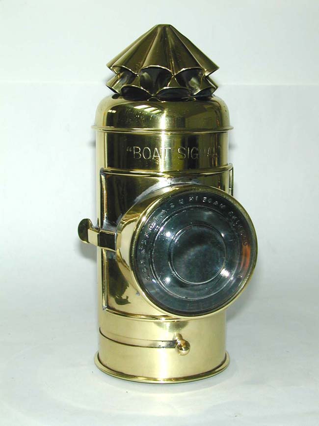 An Early 20th Century All-Brass "BOAT SIGNAL" Lamp by PERKINS MARINE LAMPS CO., Broolyn, N.Y.