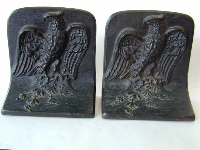 A Pair of Antique BRADLEY & HUBBARD Patriotic Eagle Bookends circa 1900