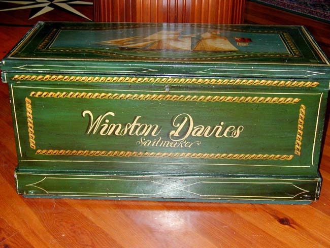 A Late 19th or Early 20th Century Great Lakes Sailmaker's Sea Chest in Original Paint
