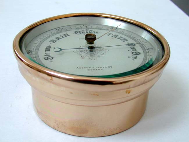 A Lovely late 19th century Aneroid Barometer Made by Lycos of London for the Andrew J. LLoyd Co. of Boston — image 2