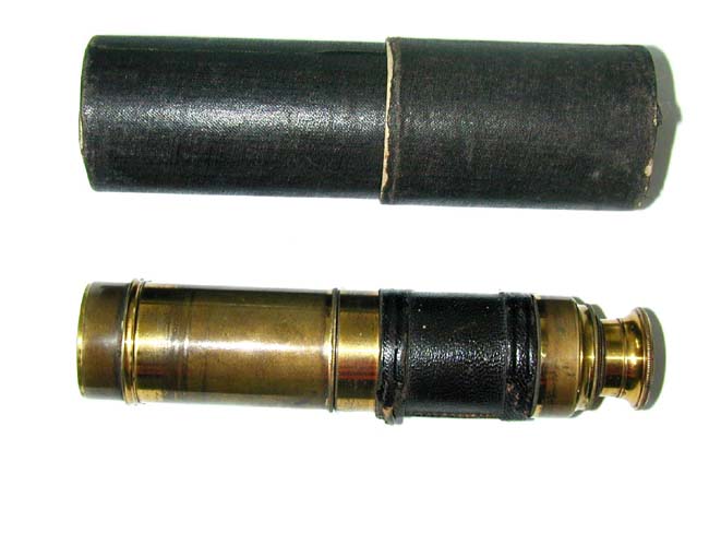 A Small Late 19th century Three-Draw Telescope With Its' Original Carrying Case