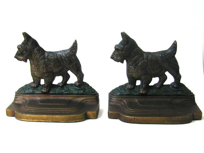 A Pair of BRADLEY & HUBBARD Antique Scottie Dog Bookends circa 1910.