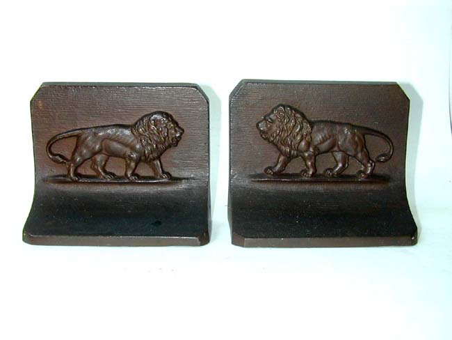 A Pair of Antique Bradley & Hubbard Lion Bookends circa 1900
