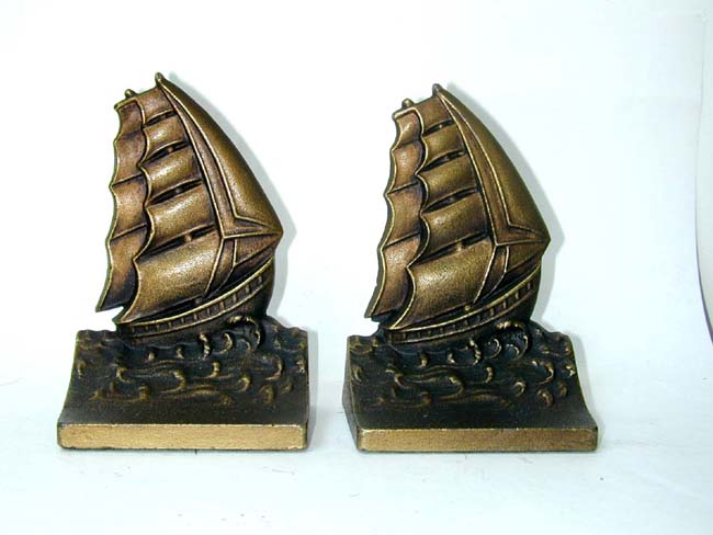 A Pair of Bradley & Hubbard 'Clipper Ship' Bookends circa 1925
