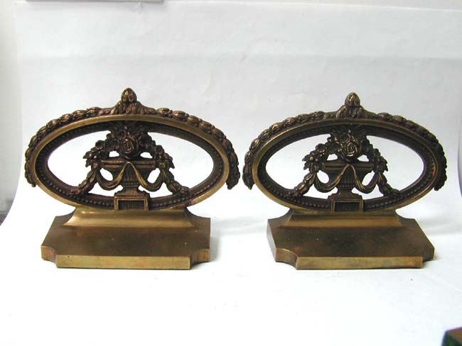 A Pair of Antique BRADLEY & HUBBARD Flower Urn Bookends circa 1925