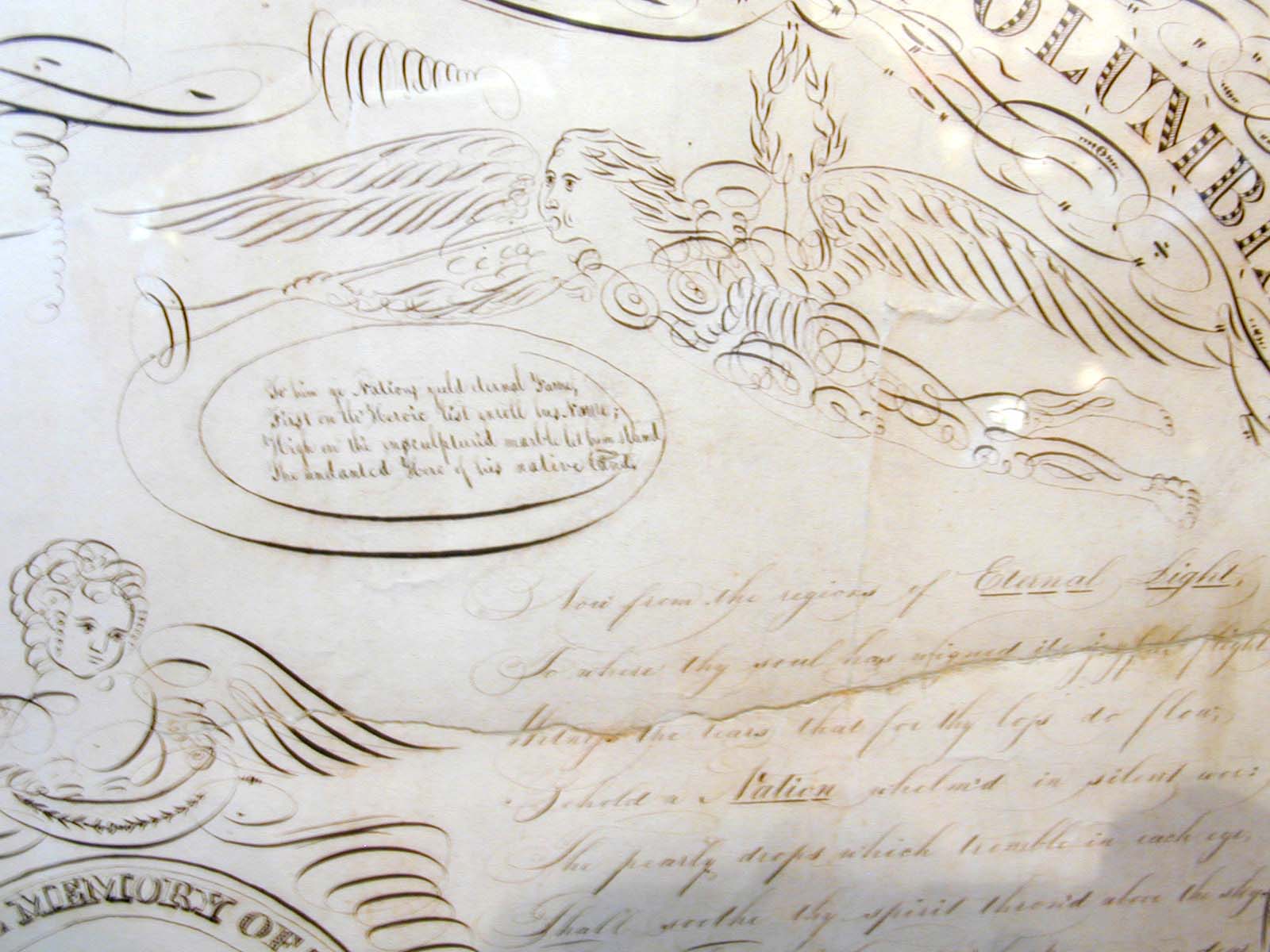 A fine and Rare George Washington Memorial Calligraphic Exercise by Luther Tasker, Professor of Penmanship, circa 1800-1820 — image 4