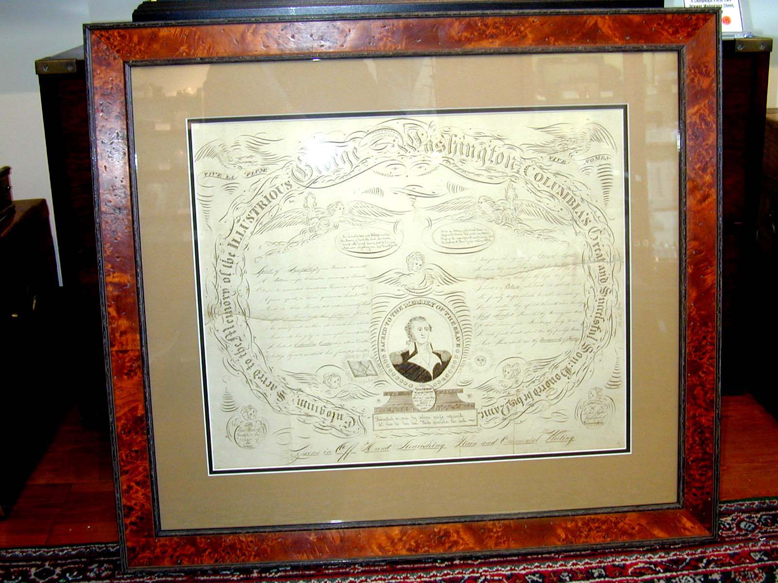 A fine and Rare George Washington Memorial Calligraphic Exercise by Luther Tasker, Professor of Penmanship, circa 1800-1820 — image 2