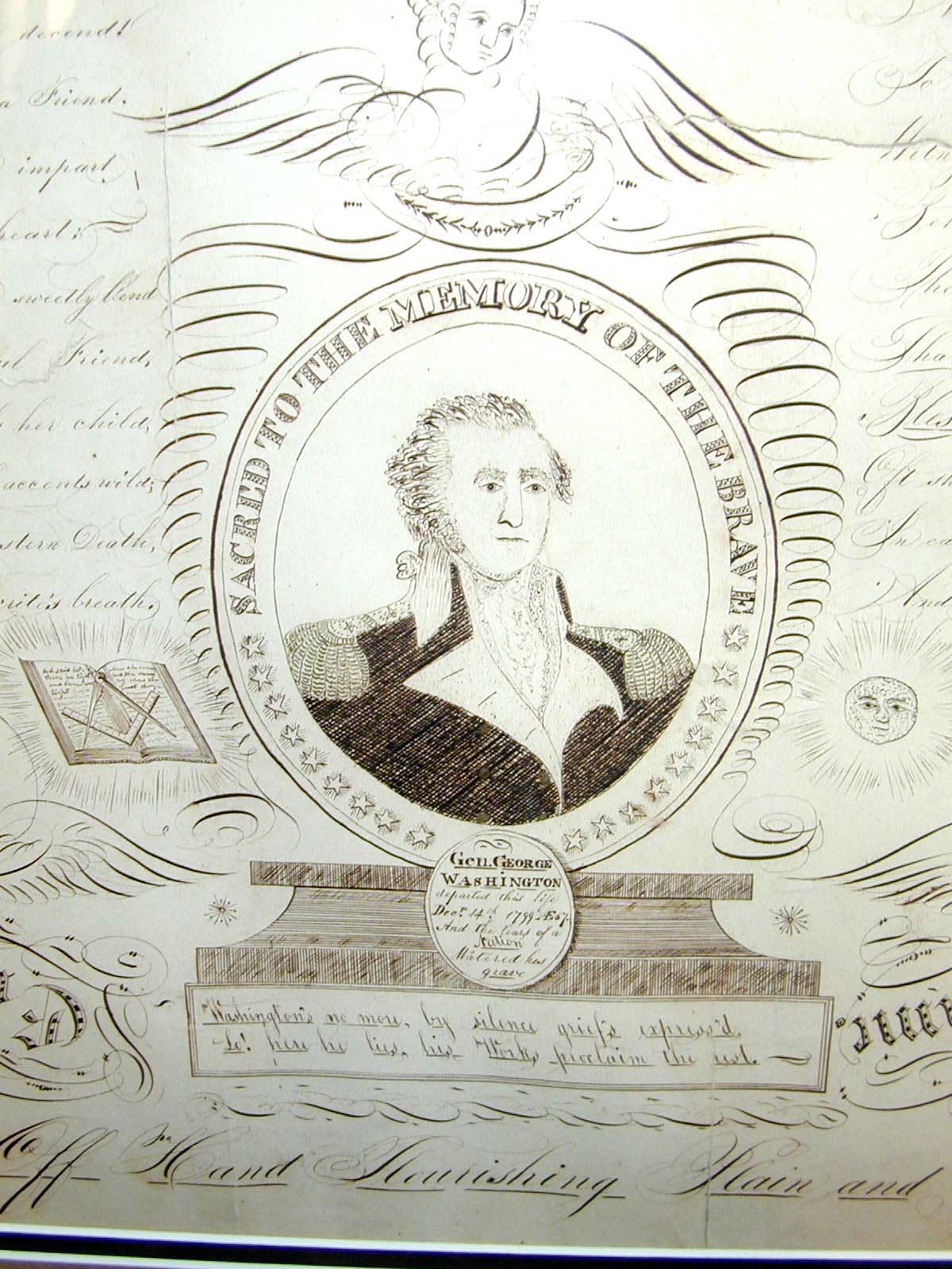 A fine and Rare George Washington Memorial Calligraphic Exercise by Luther Tasker, Professor of Penmanship, circa 1800-1820 — image 5