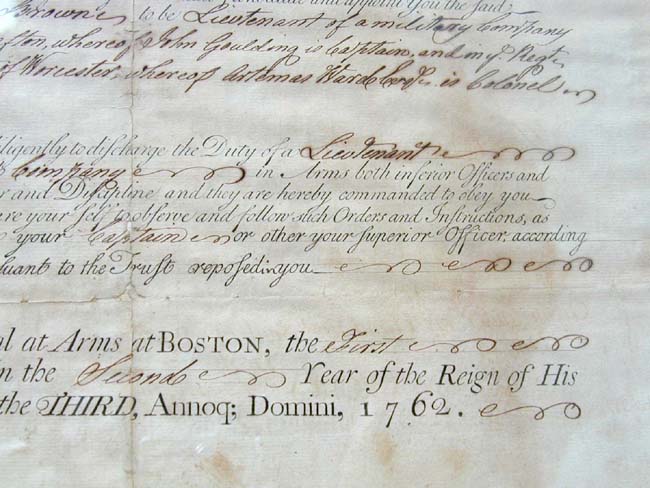 A Fine Pre-Revolutionary War Military Officer's Commission signed by Massachusetts Bay Governor Francis Bernard dated July 1, 1762 — image 5