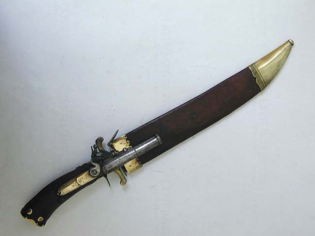Rare Late 18th Century Combination 'Bowie' Knife and Flintlock Pistol — image 2
