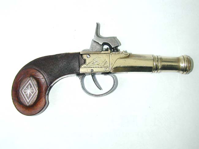 A Fine Mid 19th century Belgian Brass Barreled Percussion Pocket Pistol