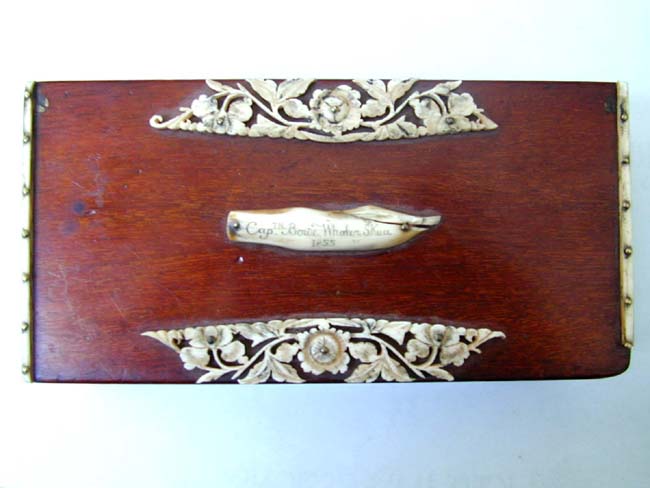 A Fine 19th century Sailor-Made Ivory Mounted Folding Games Box With Whalebone Inscription