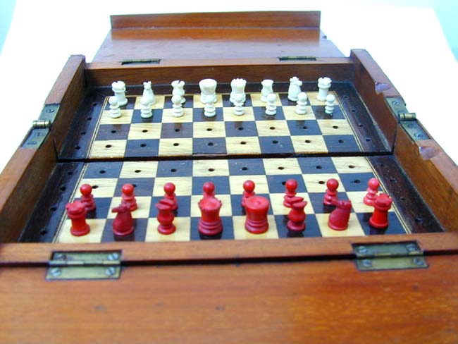 A Fine 19th century Sailor-Made Ivory Mounted Folding Games Box With Whalebone Inscription — image 2