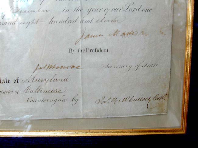 A Fine Ship's Passport Signed by Presidents JAMES MADISON and JAMES MONROE and dated Dec. 3, 1811 — image 2