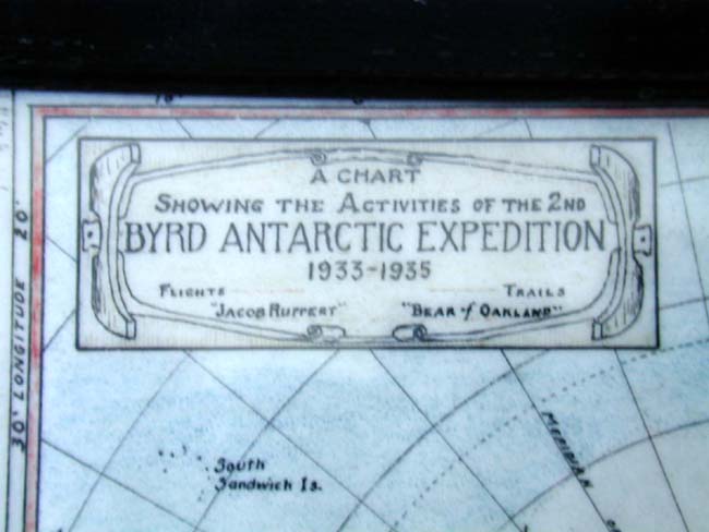 A Rare and Historic Hand Drawn Chart of Admiral Richard E. Byrd's 2nd Antarctic Expedition 1933-1935