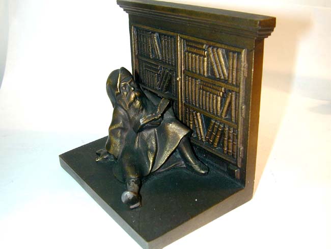 A Pair of BRADLEY & HUBBARD Antique Bookends Featuring a GNOME in a Library circa 1924 — image 2