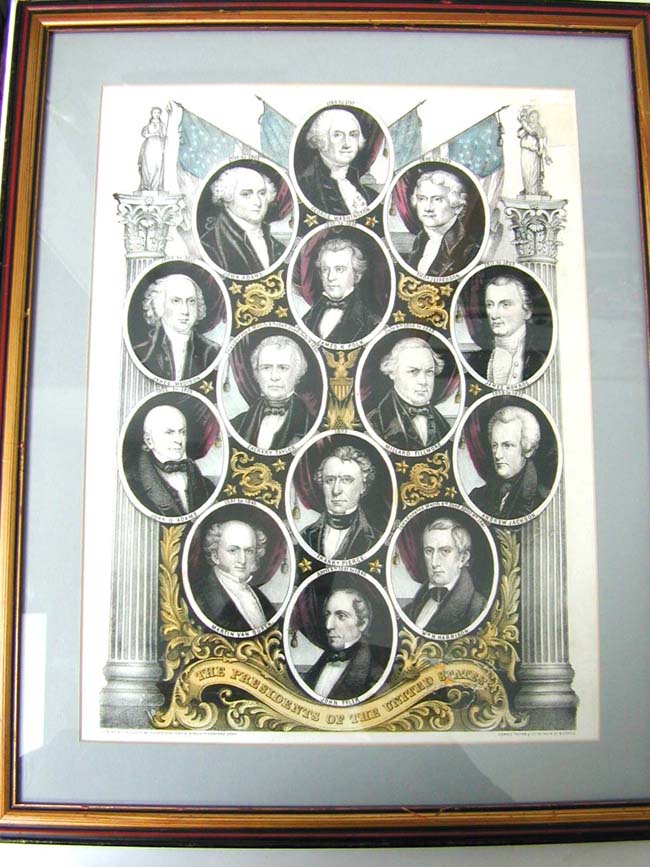 A Circa 1853 Colored Lithograph Depicting the first 12 Presidents of the United States — image 2