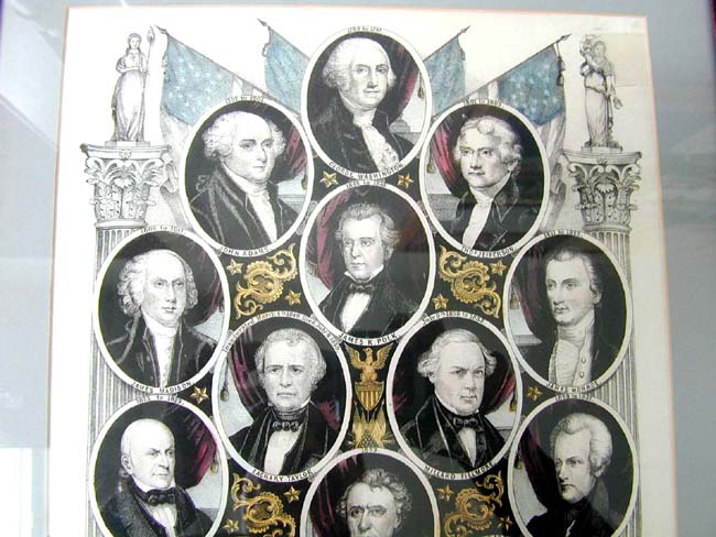 A Circa 1853 Colored Lithograph Depicting the first 12 Presidents of the United States