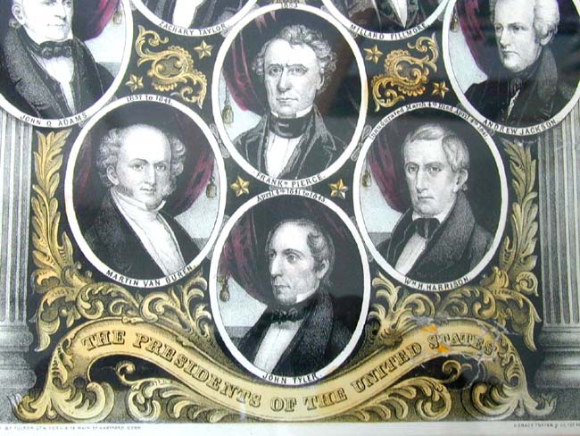 A Circa 1853 Colored Lithograph Depicting the first 12 Presidents of the United States — image 3