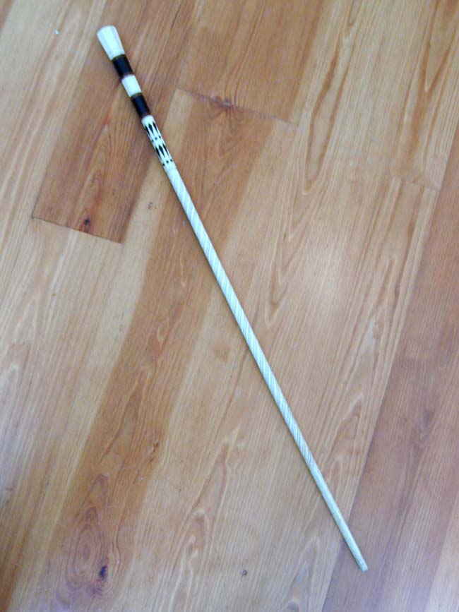 A Beautiful 19th century Sailor-Made Whalebone,  Whale Ivory and Inlaid Baleen Cane — image 4