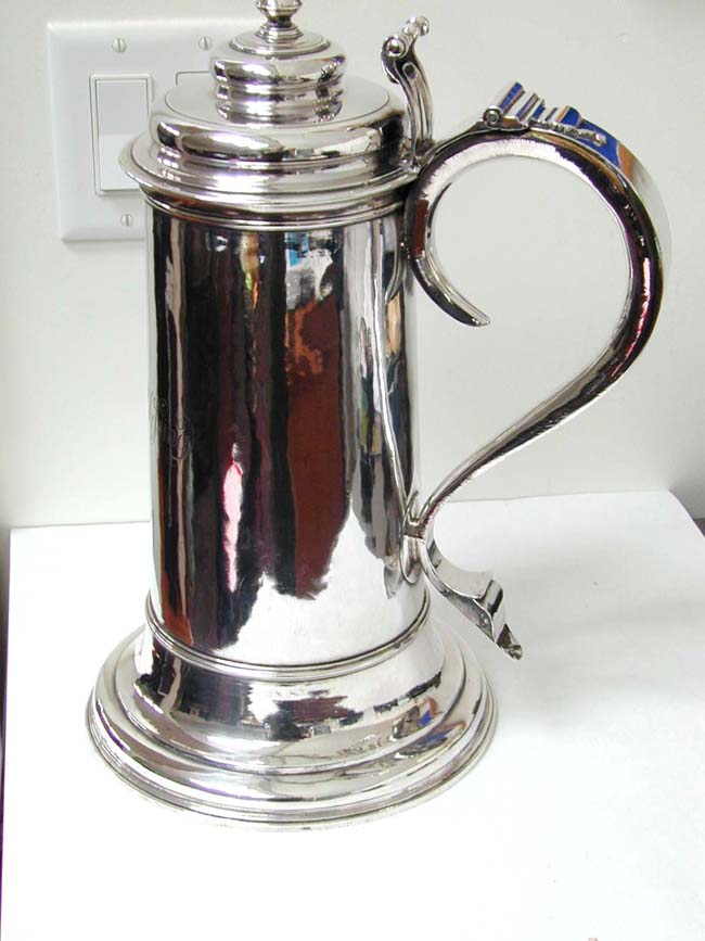 A Fine and Large English George I Period Silver Church Flagon by Gabriel Sleath, London 1714