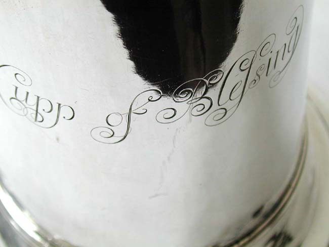 A Fine and Large English George I Period Silver Church Flagon by Gabriel Sleath, London 1714 — image 4