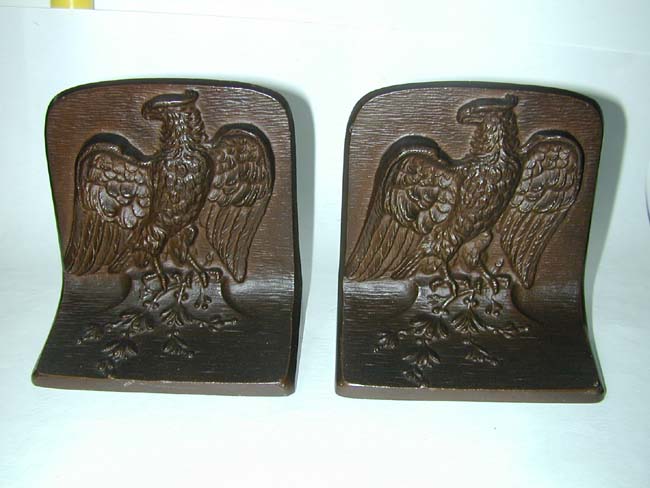 A Wonderful Pair of Bradley & Hubbard Bronze Patriotic Eagle Bookends circa 1900
