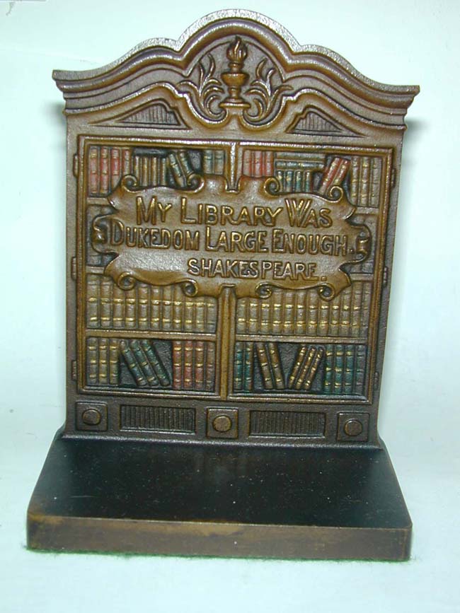 A Pair of Bradley & Hubbard "Library" Bookends With Inscriptions of Shakespeare and Browning — image 2