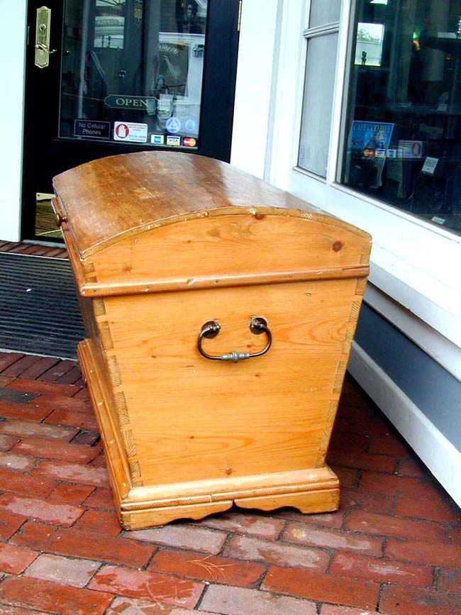 A Fine Dome Top American Dovetail Pine Trunk With Original hardware circa 1850 — image 2