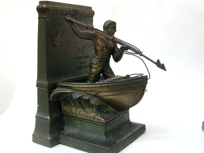 A Pair of New Bedford Whaling Monument Bookends circa 1925