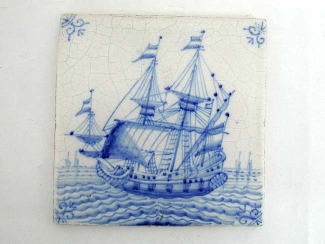 A Collection of 6 Antique Dutch Delft Tiles, 5 18th century and one 19th century — image 3