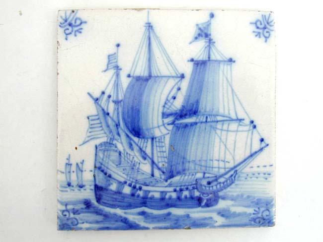 A Collection of 6 Antique Dutch Delft Tiles, 5 18th century and one 19th century — image 2